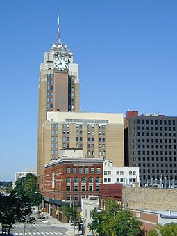 WILS-TV/WTOM-TV broadcast from the Boji Tower, then known as the Michigan National Bank Tower, in downtown Lansing Michigan National Tower Profile.JPG