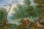 Miniatuur voor Bestand:Mogelijk Jan Brueghel de Jonge - Paradise with the Fall of Man - 236 - Mauritshuis.jpg