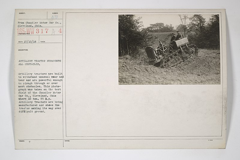 File:Motor Vehicles - Tractors - Tests - Chandler Motor Co. - Artillery tractor surmounts all obstacles - NARA - 45509303.jpg