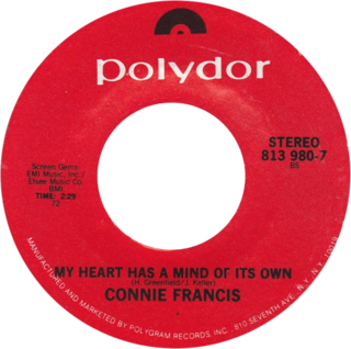 <span class="mw-page-title-main">My Heart Has a Mind of Its Own</span> 1960 single by Connie Francis