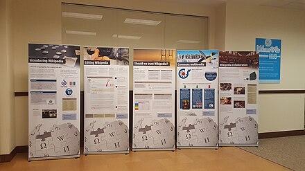 Wikipedia Space posters greeting visitors at the National Archives Innovation Hub