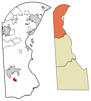 Ubicación de Townsend en el condado de New Castle, Delaware.