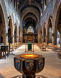Looking down the nave, remodelled in 2020/21, towards the East Window. Newcastle Cathedral post-refurbishment 2021 .jpg
