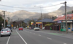 Main retail area on Opawa Road, looking south-east towards Mount Pleasant