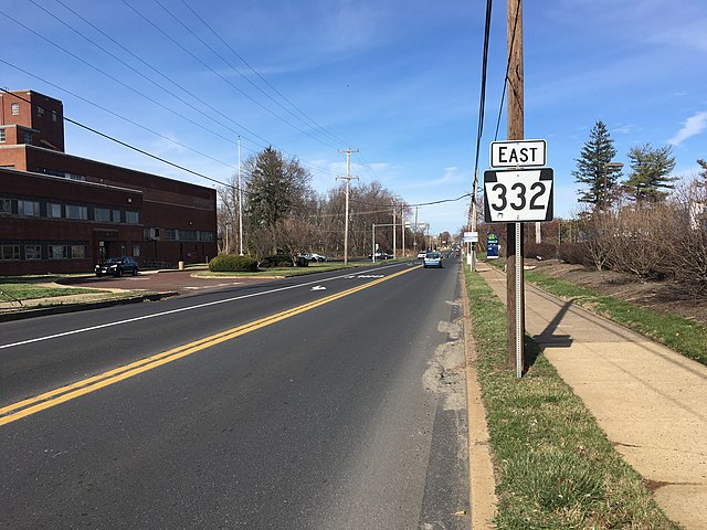 PA 332 eastbound past East County Line Road in Warminster Township