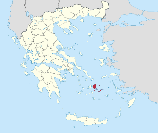 Mapa da Grécia, com a unidade regional de Naxos em destaque.