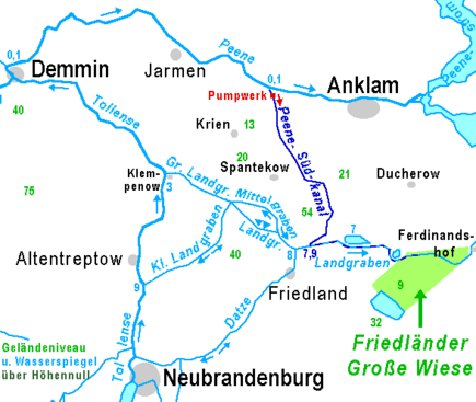 Peene South Canal, Landgraben, Kleiner Landgraben and Grosser Landgraben Peene-Sudkanal.png