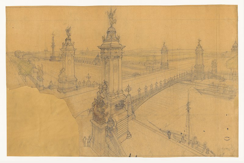 File:Perspective du pont Alexandre III avec scène animée- Archives nationales.jpg