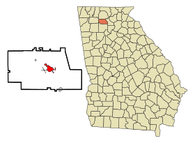 Pickens County Georgia Incorporated and Unincorporated areas Jasper Highlighted.svg