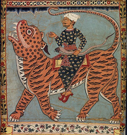 Art of the Sundarbans showing a Ghazi riding a Bengal tiger