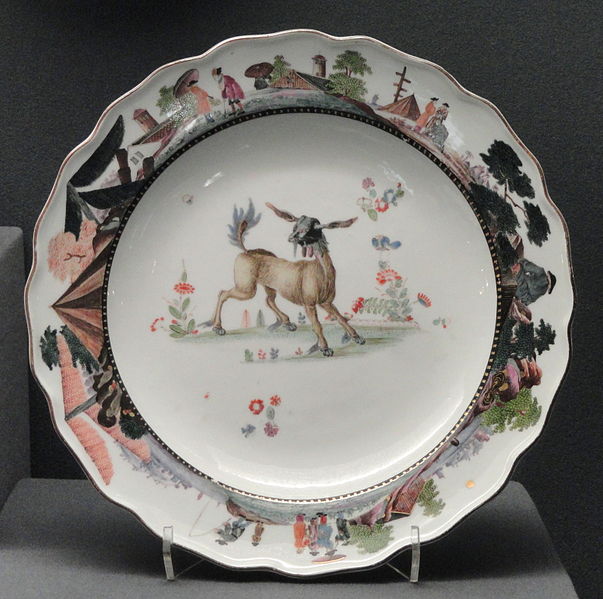 File:Plate, c. 1740, Meissen, hard-paste porcelain, overglaze enamels, gilding - Gardiner Museum, Toronto - DSC00925.JPG