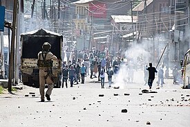 Police in Kashmir confronting violent protesters in December 2018 Police in Kashmir confronting violent protestors December 2018.jpg