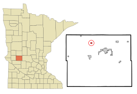Pope County Minnesota Incorporated and Unincorporated areas Lowry Highlighted.svg