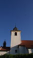 Popovice kostel - pohled na jižní stěnu věže pohled na sever