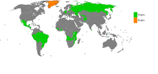 Land hvor Regina (grønt) er mye brukt