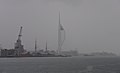 2014-02-26 Portsmouth harbour in a rainstorm.