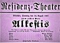 Premiere-Aushang Alkestis, Residenztheater München 1927 (Detail)