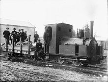 Anchor-built locomotive on the Takaka tramway Private railway locomotive on the Takaka tramway.jpg