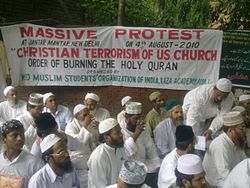 Protest against International Burn a Quran Day held in Delhi, India. Protest against US Church.jpg