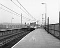 Metrolink tram arrives at Radcliffe in 1992