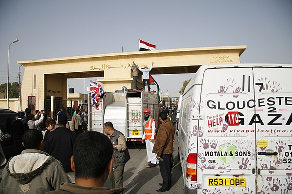 Rafah border crossing – British aid convoy entering Gaza Strip from Egypt in 2009