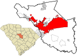Richland County South Carolina incorporated and unincorporated areas Columbia highlighted.svg