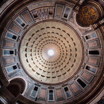 The Pantheon dome. The coffered dome has a central oculus as the main source of natural light.