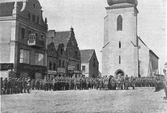 Parade van Russische troepen in Insterburg op 5 september 1914