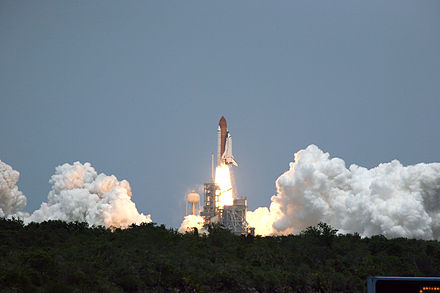 Space Shuttle Atlantis lifts off on STS-125 from Kennedy Space Center.