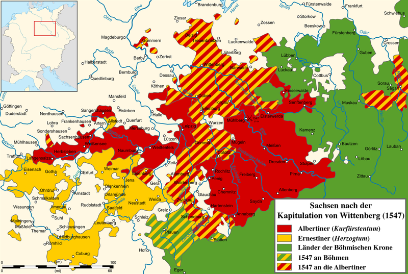 File:Saxony after the Capitulation of Wittenberg (1547) - DE.png