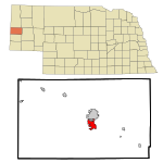 Scotts Bluff County Nebraska Incorporated and Unincorporated areas Gering Highlighted.svg