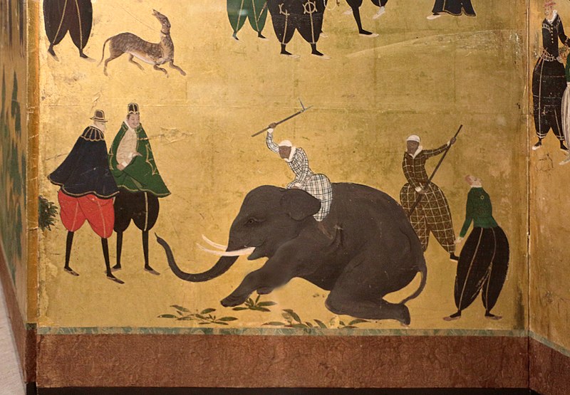 File:Scuola di kano (attr.), paravento con mercanti giapponesi, 1606 ca. 03 elefante.jpg