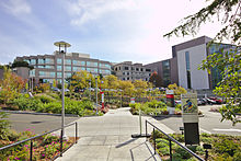 Seattle Children's Hospital is located just east of the University of Washington campus Seattle Children's hospital, 2014-10-13.jpg