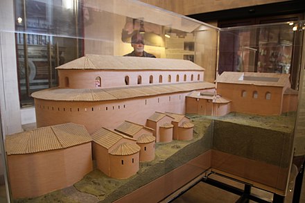 Conjectural model of the original basilica, from the back end