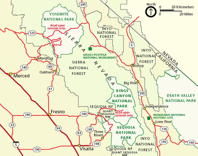 Sequoia National Park Entrance Map File:sequoia-Area-Map.jpg – Travel Guide At Wikivoyage