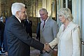Sergio Mattarella recibe a Carlos, príncipe de Gales, e a súa dona, Camila de Cornualles no Quirinal (Roma) o 5 de abril de 2017.