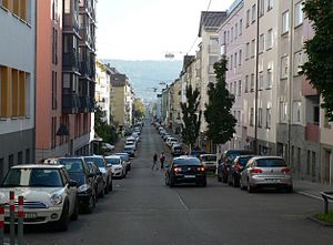 Blick von der Hölderlinstraße nach Süden.