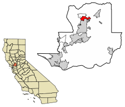 Location of Hartley in Solano County, California.