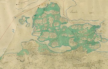 Stegsholmsviken på en karta från 1855.