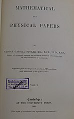 Title page to Volume I of Mathematical and Physical Papers (1880)