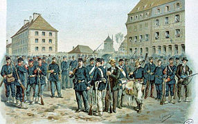 Francs-tireurs, Garde nationale mobile, Garde nationale sédentaire sur la place d'Austerlitz (Émile Schweitzer, 1897)