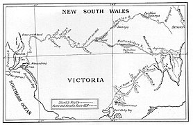 Percorso della spedizione di Sturt e di quella di Hamilton Hume e William Hovell.