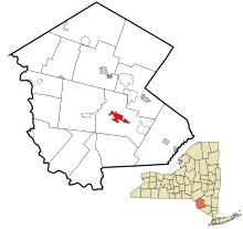 Sullivan County New York incorporated and unincorporated areas Monticello highlighted.svg