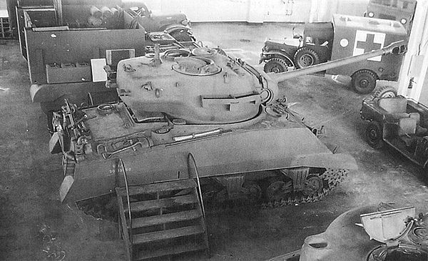 Single prototype of 90 mm gun T26 turret mounted on an M4(105) chassis.