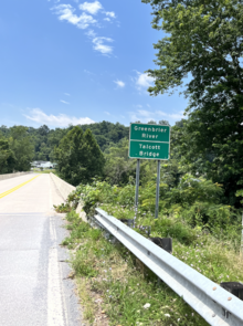 The Talcott Bridge, crossing the Greenbrier heading south Talcott Bridge.png