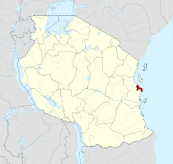 タンザニアにおけるダルエスサラームの位置の位置図