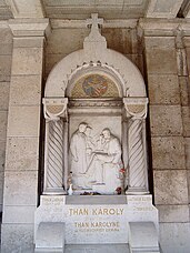 Than Károly sírja Budapesten a Fiumei úti Nemzeti Sírkertben: Á. B. 9. Istók János 1915 előtt készített szobra