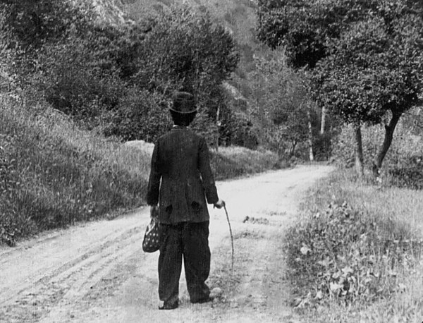 Charlie Chaplin as The Tramp (1915) near the west end of Niles Canyon Road.