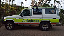 QAS 4x4 Ambulance (Toyota Landcruiser Troop Carrier configuration) Toyota Landcruiser Queensland Ambulance Service.jpg