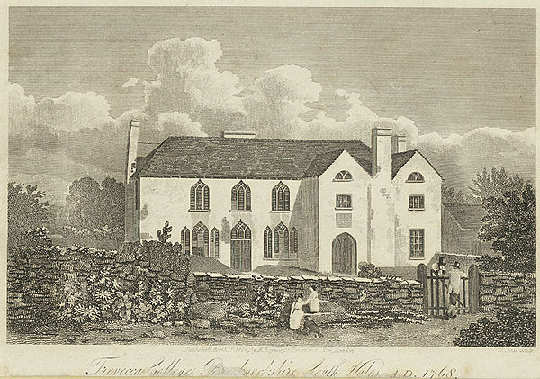 Trevecca College, Brecknockshire, depicted in 1824